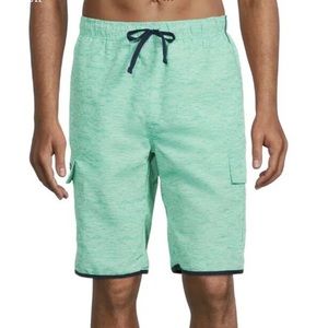 U.S. Polo Assn. Men’s 11” Cargo Swim Trunks Jade Green Heather Sizes MEDIUM